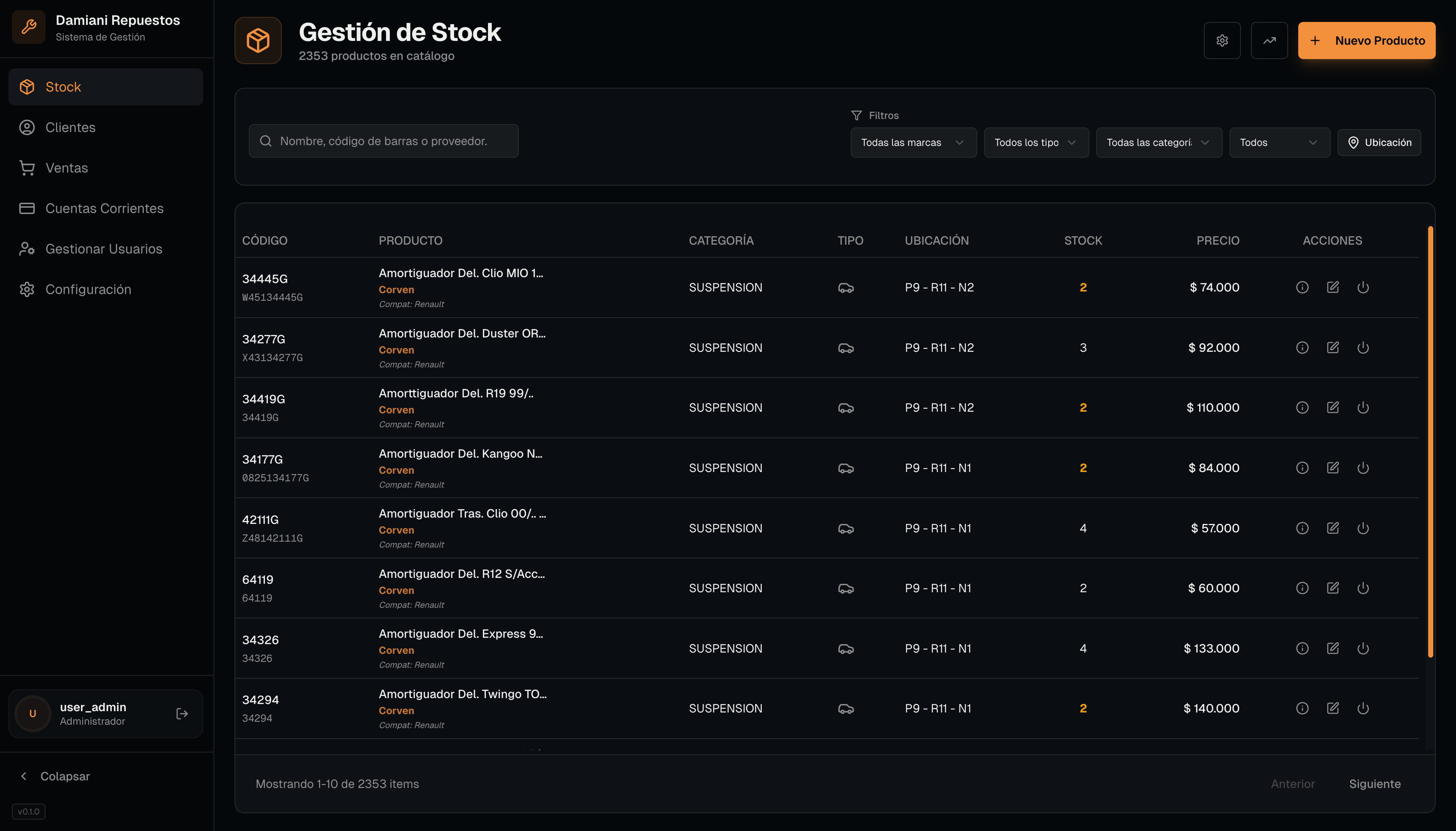 Damiani Repuestos SaaS screenshot 1